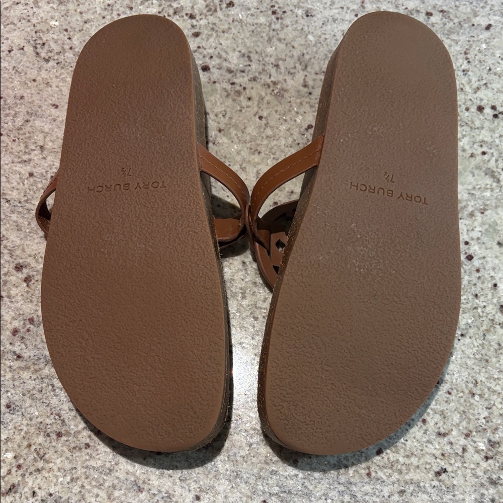 Tory Burch Miller Cloud Calf Leather/Cork Sandals in Classic Cuoio size 7.5 - Picture 3 of 3